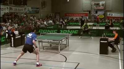 Timo Boll's insane behind the back shot