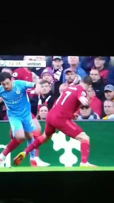 James Milner foul on a yellow, no second yellow given.