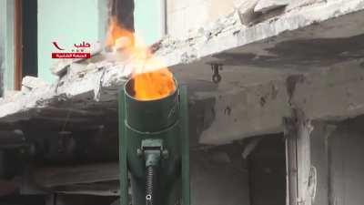 Opposition launching a barrage of &quot;Hell Cannon&quot; shots at Syrian Army positions - 4/20/2015