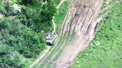 Russian BMP-3 offloading troops was hit by Ukrainian FPV drone
