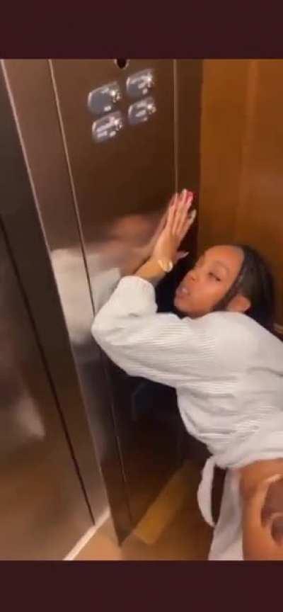 She gets dicked down in the elevator