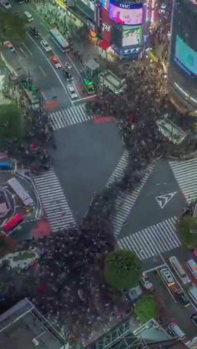 The Shibuya Crossing in Tokyo is frequently called &quot;the busiest pedestrian intersection in the world&quot;. A flow measurement survey estimated up to 390,000 pedestrians per day