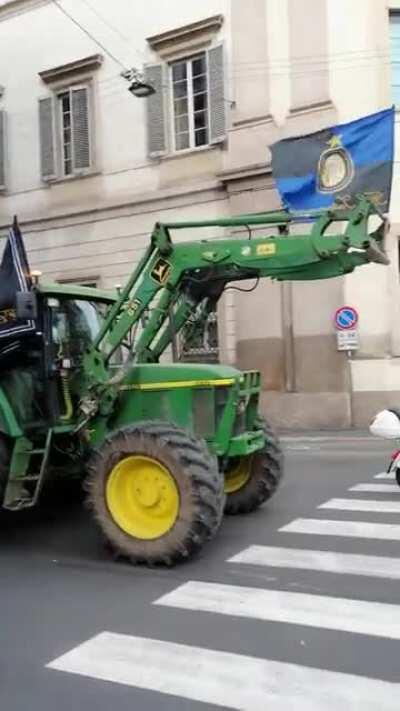 Interesting vehicle spotted on the streets of central Milan during the celebrations