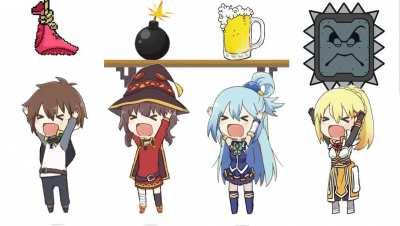 Konosuba gang going yay