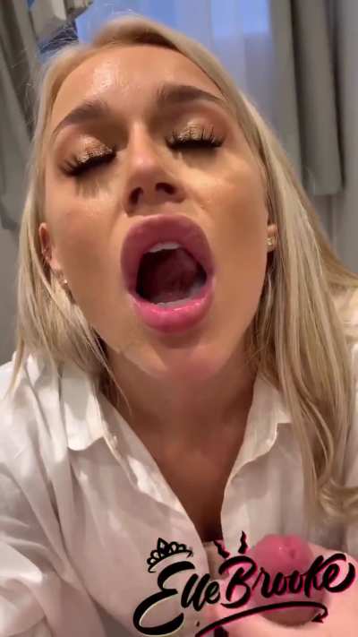 Elle Brooke swallows cum.  Man food! 