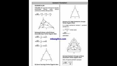 geometri formülleri ve ipuçları dinlemeden sınava girme