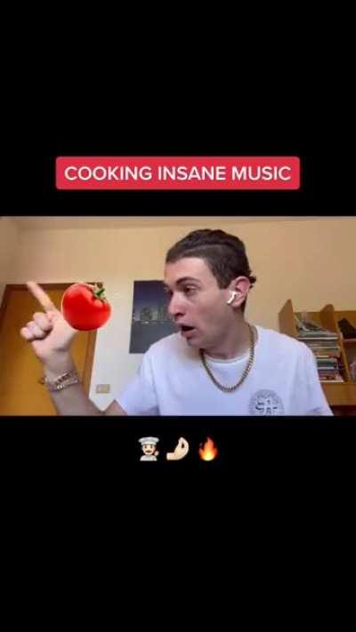 Mans cooking with dubstep