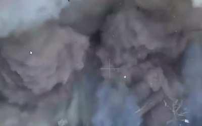 Ukrainian drone drops a large explosive right into a Russian soldiers lap