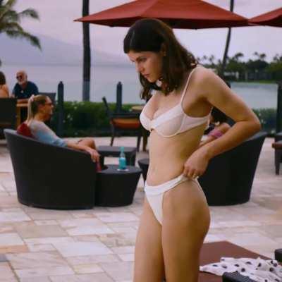 Alexandra Daddario Stripping into a bikini