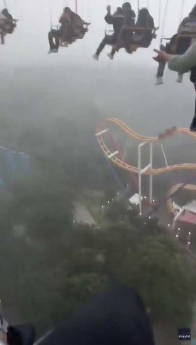 stuck on a theme park ride during a storm