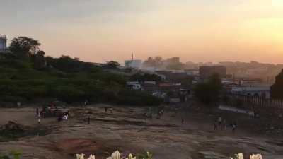 Beautiful sunset and a Gorgeous setting for a Cricket game near Falaknuma. 🤩