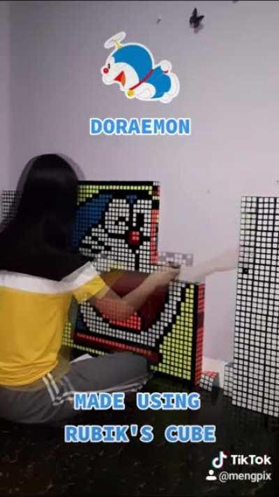 Doraemon made using Rubik's cube