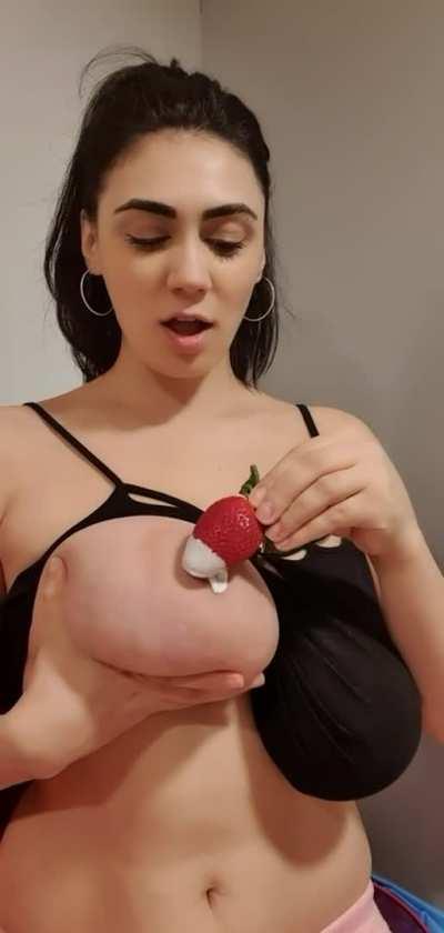 Tits &amp;amp; strawberries- Big Tits Huge Tits Natural Tits Porn GIF by bbcbruce562