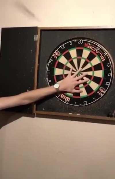 WCGW putting your hand on the dart board?