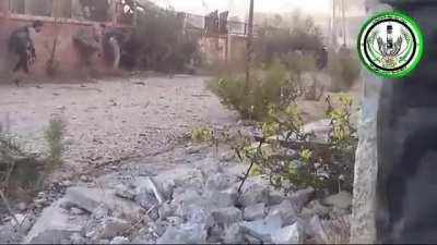 Scenes from a Southern Tawhid Brigade advance into SAA held buildings in the al-Manshiya Neighborhood, Daraa al-Balad - 10/19/2013