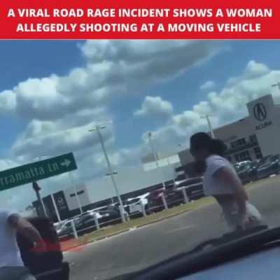 A Houston road rage video shows a car pulling off as a woman aims a gun and allegedly fires towards it. It’s being reported that there was a 2-year-old in the car that pulled off. The couple have reportedly been arrested.