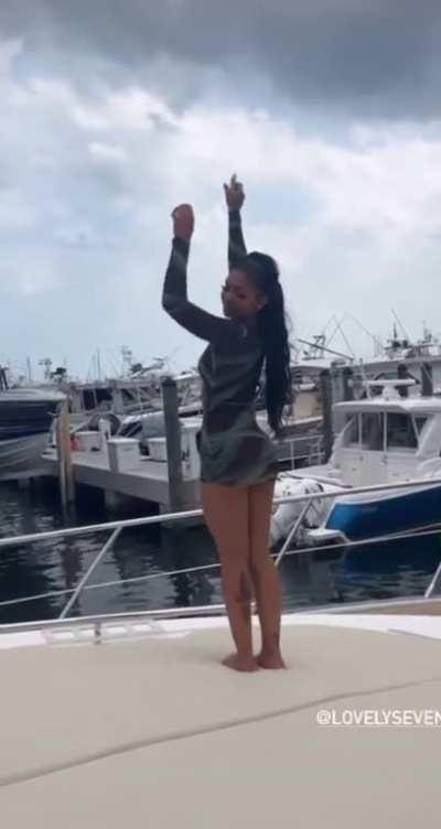 Seven twerking on boat