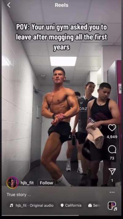 22 year old fitness instructor filming himself still hanging out at his old university gym to flex on freshman students, even though he graduated months ago