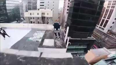 Crazy parkour skills on rooftop