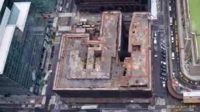 Demolition of an entire city block in downtown New York, one floor at a time. Implosion was not an option because the site (One Vanderbilt) is across the street from Grand Central Terminal