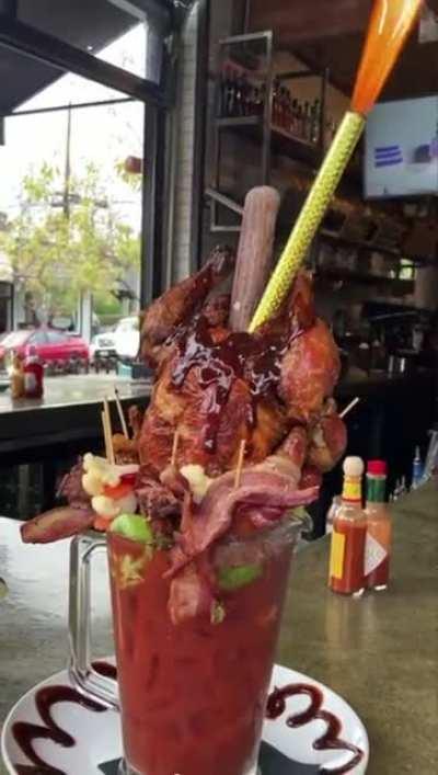 This monster of a cocktail (Bloody Mary)