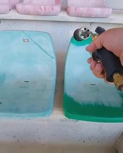 Another version of using a flamethrower to refresh stadium seats- this time on teal instead of red! (Team Teal for the win! Frick your red seats!)