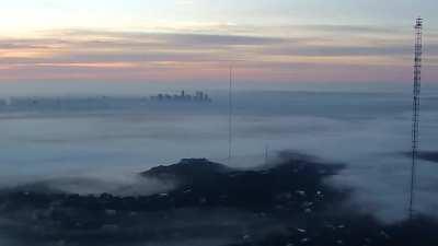 Time-lapse of fog developing in Austin at sunrise this morning