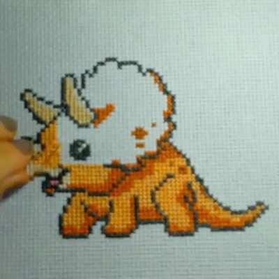 x400 speed timelapse cross stitching. This one is called &quot;Small Dinosaur&quot;