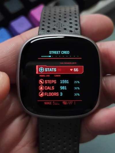 My Cyberpunk Fitbit watch face, now for Versa 4 + Sense 2