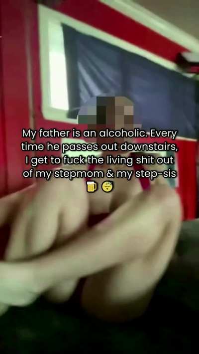 While my drunk dad was asleep, my step-mom watched me fuck a baby in my step-sister's tight pussy