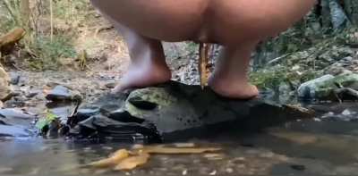 Shitting in a stream 