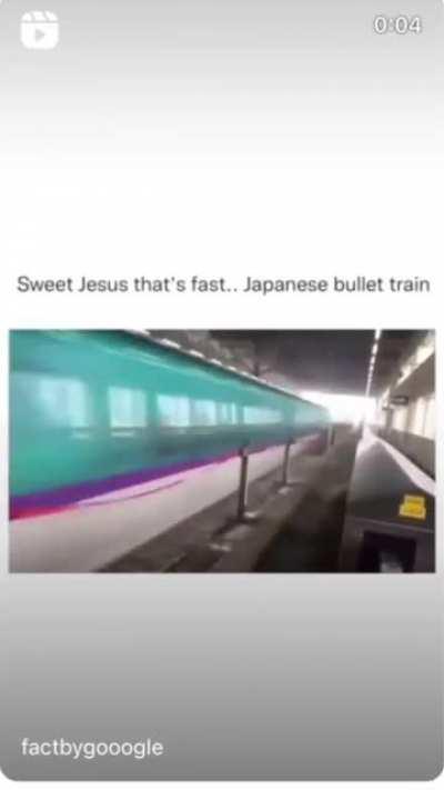 This Japanese Bullet train blasting through a station.