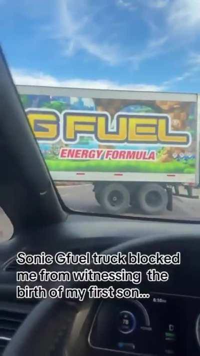 Sonic G Fuel Truck Blocks Man On Intersextion