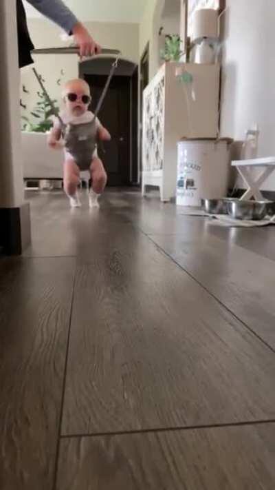 My 7 month old daughter doing her best risky business impression 🤣