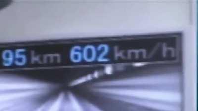 The fastest train in the world reaching a maximum speed of 603 km/h (374 MPH)