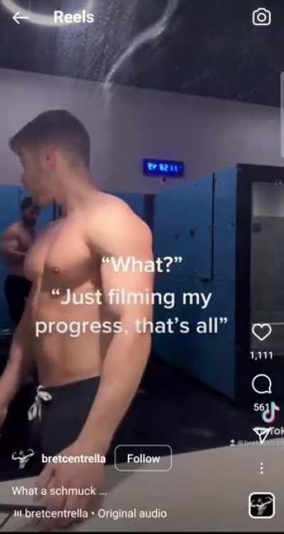 Guy is politely asked to stop filming in the changing room...