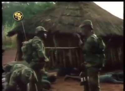 The Rhodesian African Rifels fighting in rhodesian bush war somewhere in late 70s