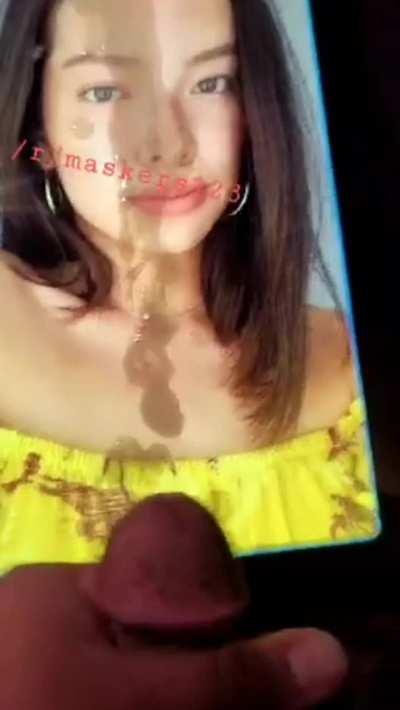 Cumpilation! 6 cumtributes on this beautiful French-Asian girl! Is she hotter covered in cum?