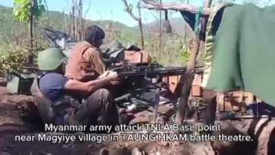 Combat Edit of a Myanmar Junta Propaganda Video Showing a Defense of a Base against the TNLA, PDF, and DPLA in Magyiye Village, Taung Hkam, Naungkhio Township, Shan State (Original video Posted on November 8)