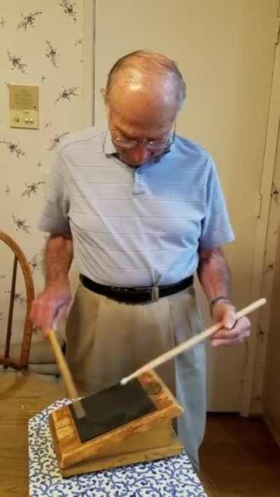 88 Year Old and his drum practice pad