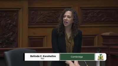 Cambridge MPP Belinda Karahalios (who was kicked out of the conservative party by Doug Ford) answers some juicy questions from the NDP as well as from her former conservative colleagues after delivering criticism on their bill (gets mad at her former PC c