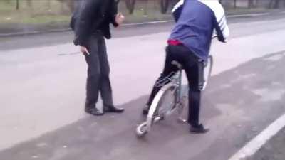 WCGW if I hop on a bike that's not designed to be used by two people at the same time?