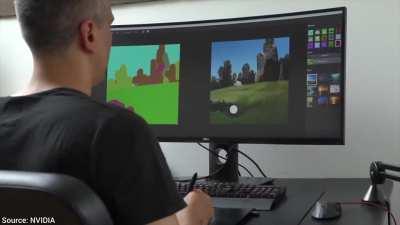 NVIDIA Canvas uses AI to turn simple brushstrokes into realistic landscape images