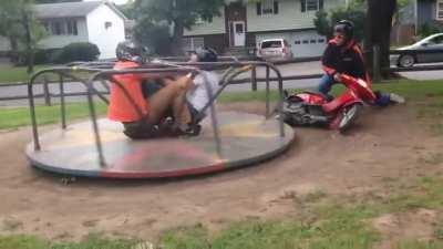 Spinning wheel and a motorbike