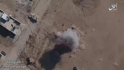 ISIS drone dropping a bomb on a Iraqi humvee (February 24 2017)