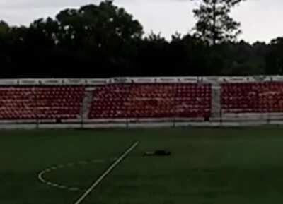 Russian guy gets hit by lightning the moment he kicks the ball