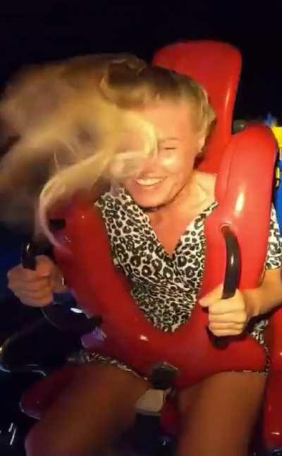 Fun Accidental Nipslip in slingshot ride