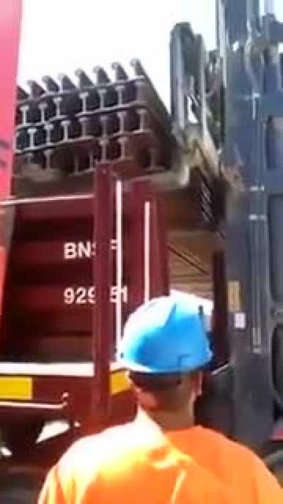 WCGW using many forklifts on the same cargo