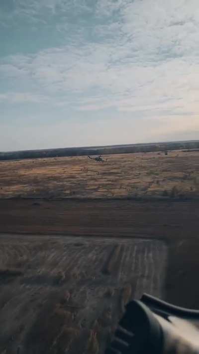 Cockpit view of an Ukrainian attack helicopter during a recent flight. October 2024.