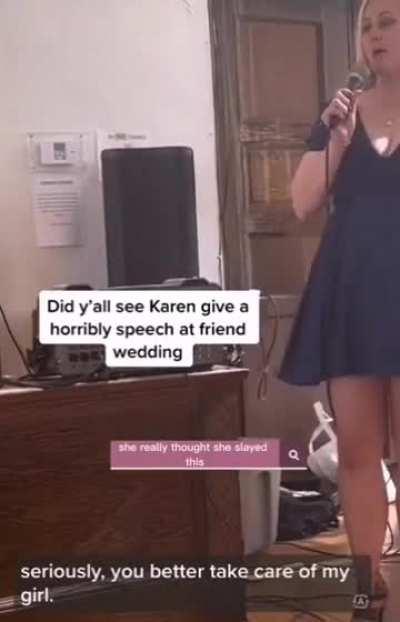 Lady gives horrible speech at a wedding